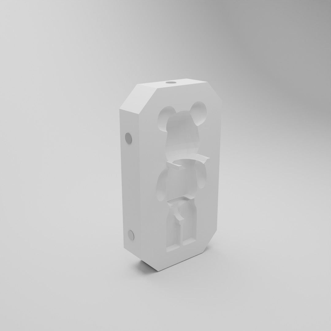 Détail du système d'aimantation du socle Bearbrick blanc