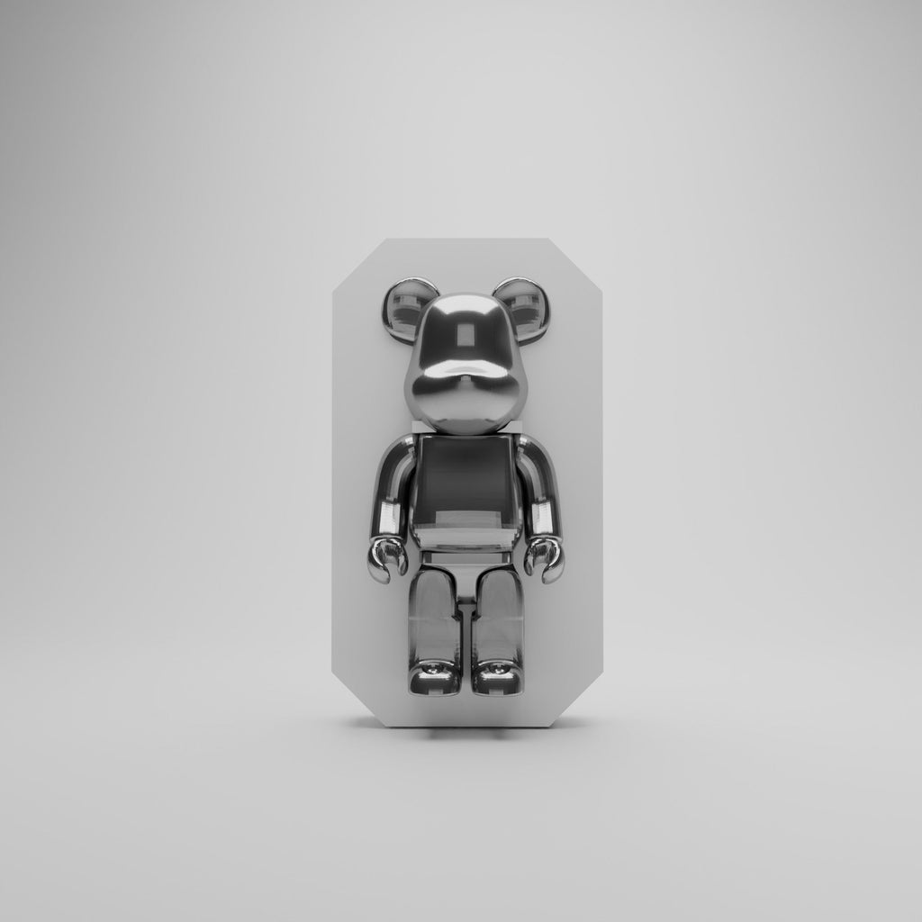 Socle mural aimanté blanc pour figurine Bearbrick, vue d'ensemble