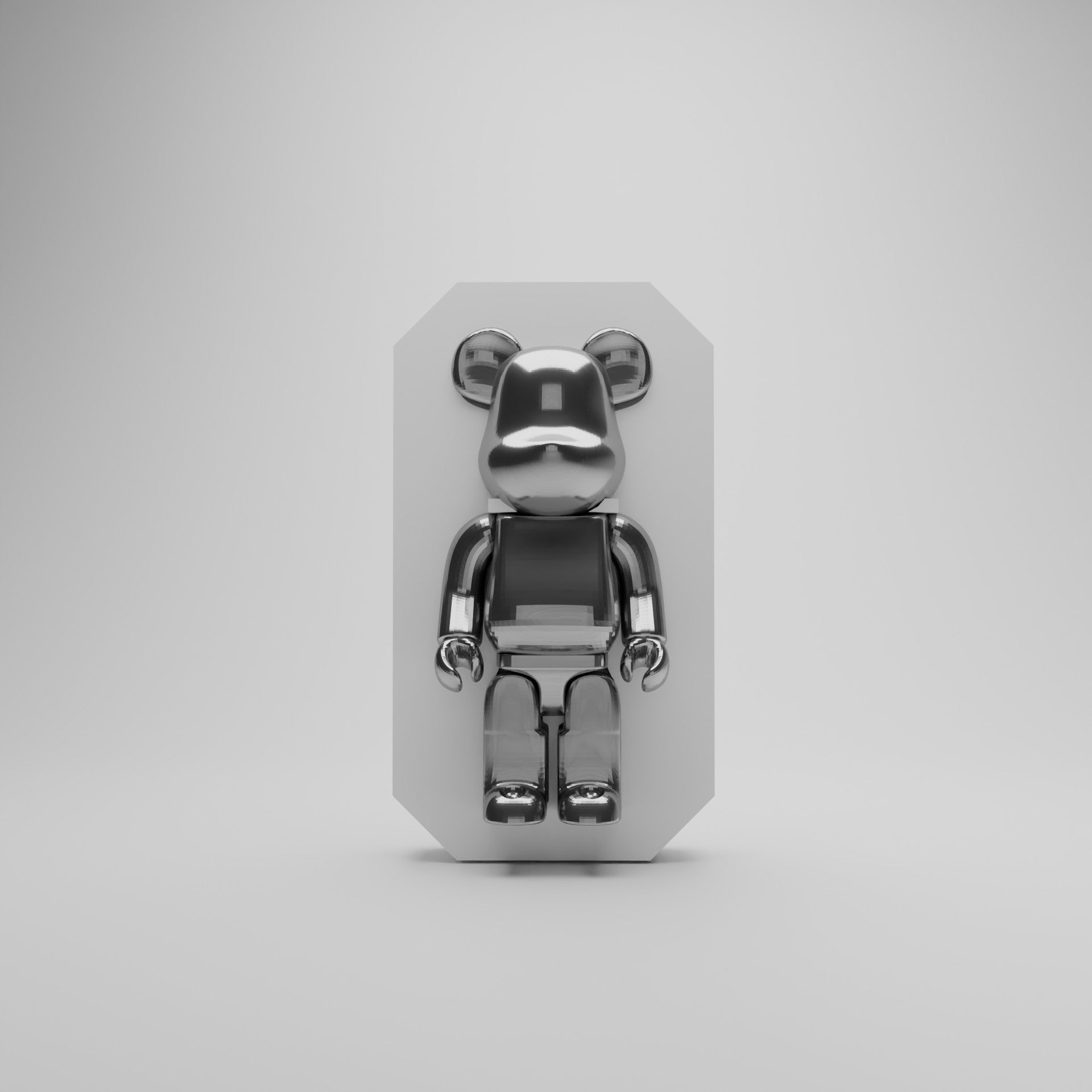 Socle mural aimanté blanc pour figurine Bearbrick, vue d'ensemble