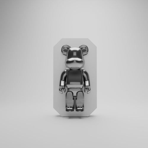 Socle mural aimanté blanc pour figurine Bearbrick, vue d'ensemble