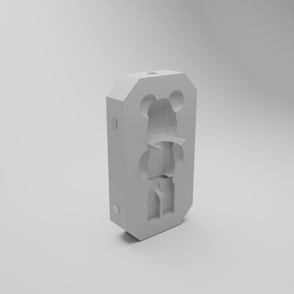 Détail du système d'aimantation du socle Bearbrick gris