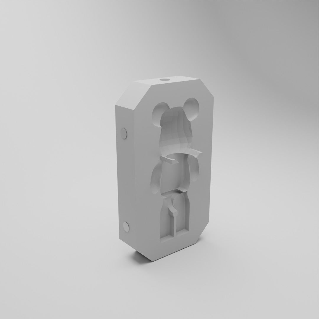 Détail du système d'aimantation du socle Bearbrick gris