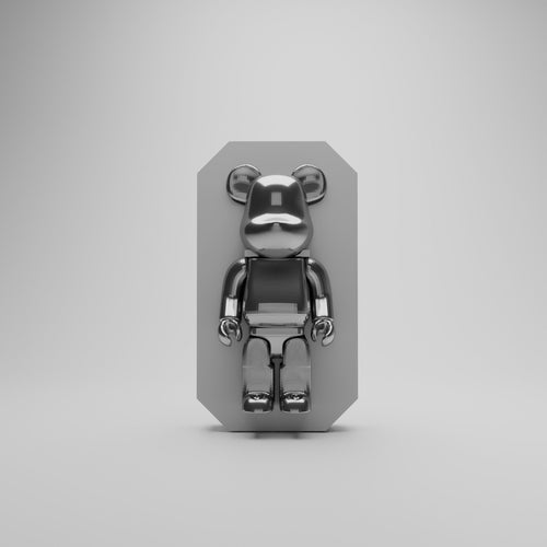 Socle mural aimanté gris pour figurine Bearbrick, vue d'ensemble
