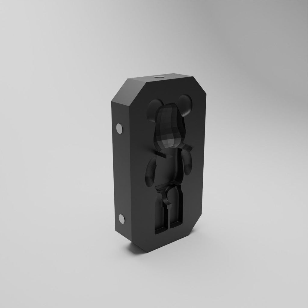 Détail du système d'aimantation du socle Bearbrick noir